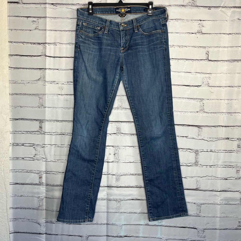 Lucky Brand Blue Charlie Ankle Straight Leg Jeans SZ 8/29 High Waist Med Wash